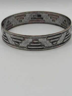 Vintage Silver Geometric Bangle Bracelet Pyramid Design